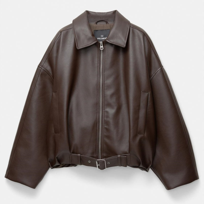 Dames Vintage Losse PU Leren Jas