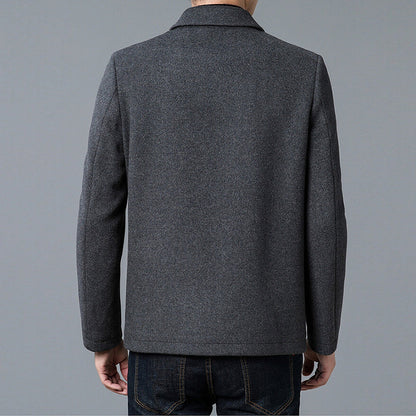 Men's Lapel Thickened Zipper Warm Solid Color Jacket