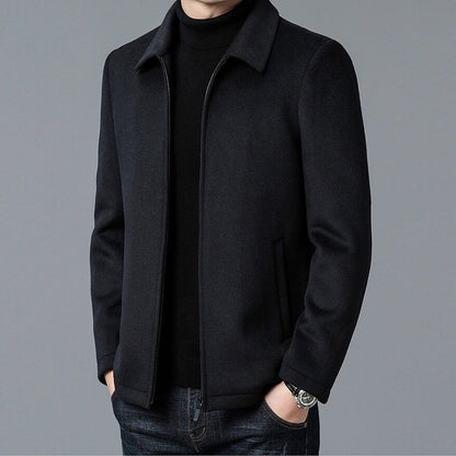 Men's Lapel Thickened Zipper Warm Solid Color Jacket