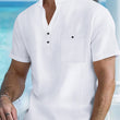 Men's Casual Linen Short Sleeve Stand Collar T-Shirt