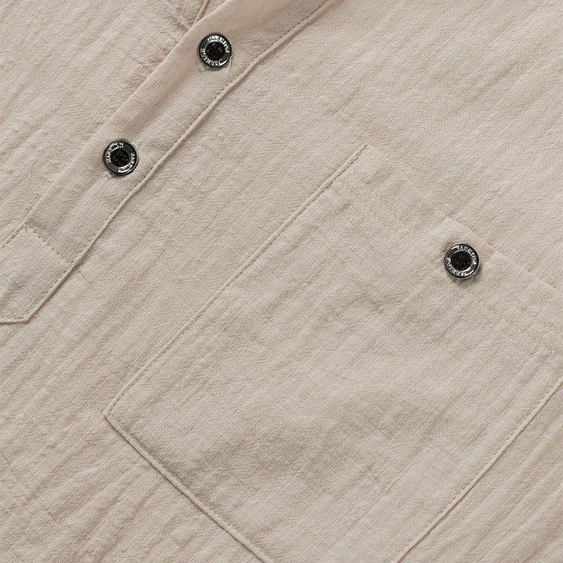 Men's Casual Linen Short Sleeve Stand Collar T-Shirt