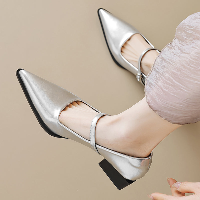 Women's Elegant Pointed Toe Square Heel Sandals