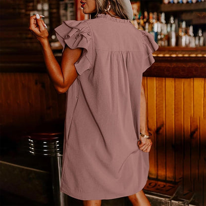🌴Summer Specials🌴Women's Casual V-Neck Ruffle Pleated Dress