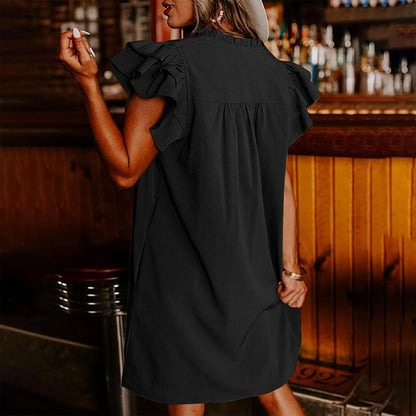 🌴Summer Specials🌴Women's Casual V-Neck Ruffle Pleated Dress
