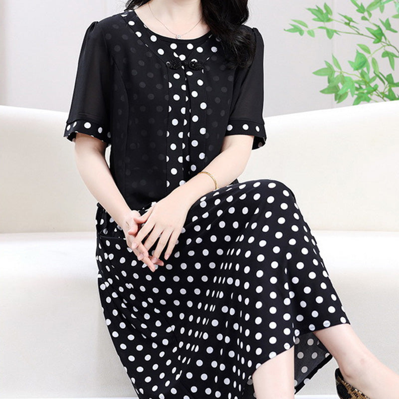 Women's Polka Dot Faux Two-Piece Dress