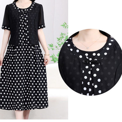 Women's Polka Dot Faux Two-Piece Dress