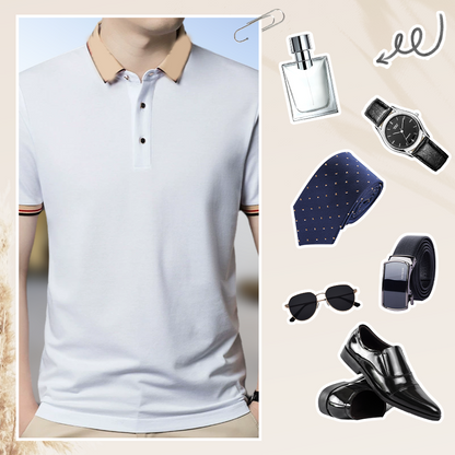 Men's Business Casual Short-Sleeve Collared Shirt