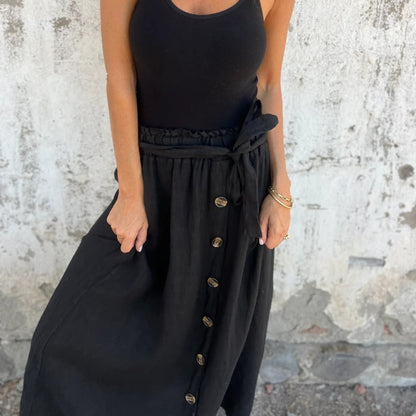 ⏳Time-limited Special⏰Solid Color Button Front & Tie Belt Skirt