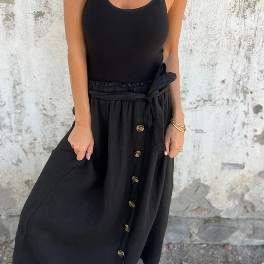 ⏳Time-limited Special⏰Solid Color Button Front & Tie Belt Skirt