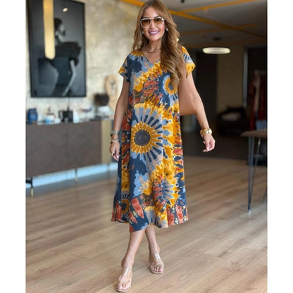 ⏳Time-limited Special 50%OFF💃Women's Casual V-Neck Printed Maxi Dress