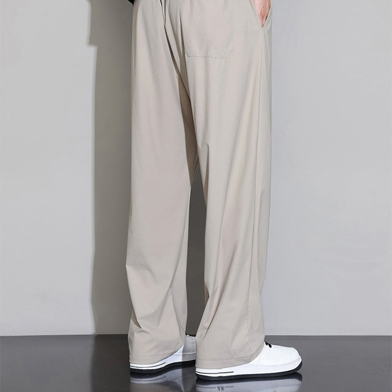 Men’s Ice Silk High-Stretch Wide-Leg Casual Pants