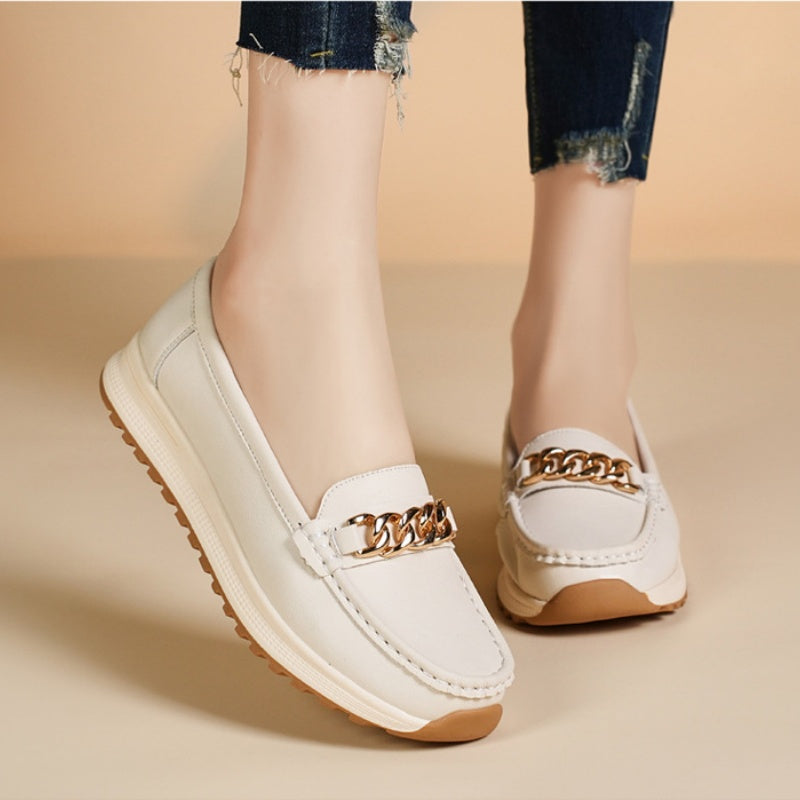 Women’s Elegant Solid Color Thick Sole Loafers