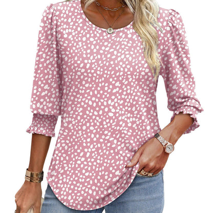 🌞Summer Hot Sale 49% OFF -Women Dressy Casual 3/4 Length Sleeve Blouses with Smocked Cuffs