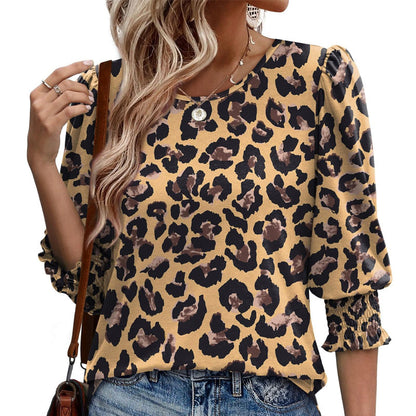 🌞Summer Hot Sale 49% OFF -Women Dressy Casual 3/4 Length Sleeve Blouses with Smocked Cuffs