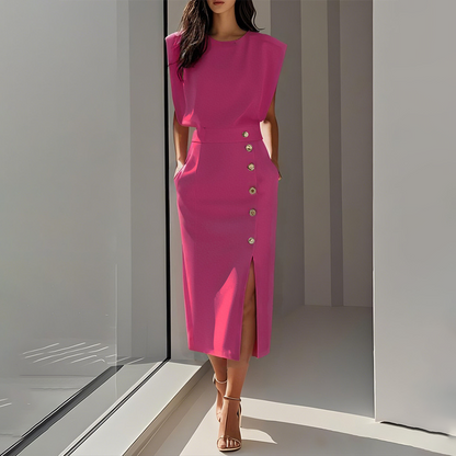 💜LAST DAY PROMOTION - 66%OFF💜French Elegance! Slit Midi Skirt | Draped Fabric with a Slight Waist Tuck