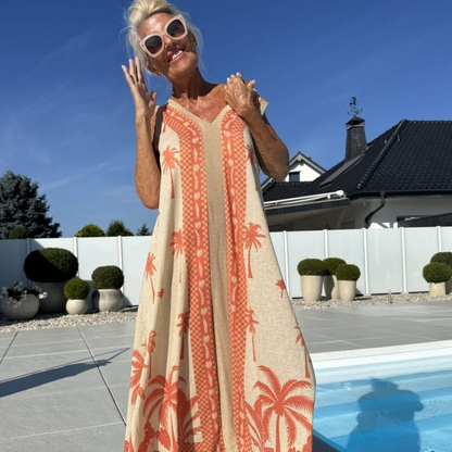 Women's Casual Print V-Neck Sleeveless Dress