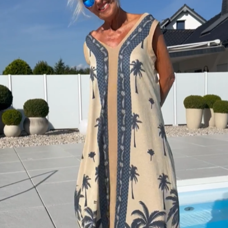 Women's Casual Print V-Neck Sleeveless Dress