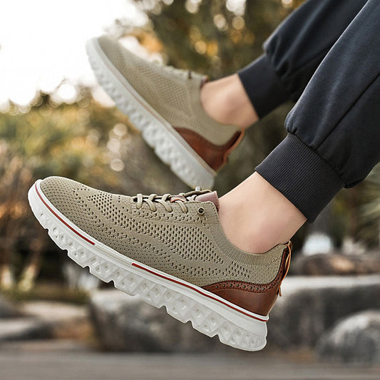 Fliwos Men’s Breathable Lightweight Knit Patchwork Sneakers