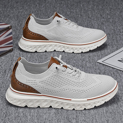 Fliwos Men’s Breathable Lightweight Knit Patchwork Sneakers