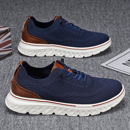 Fliwos Men’s Breathable Lightweight Knit Patchwork Sneakers