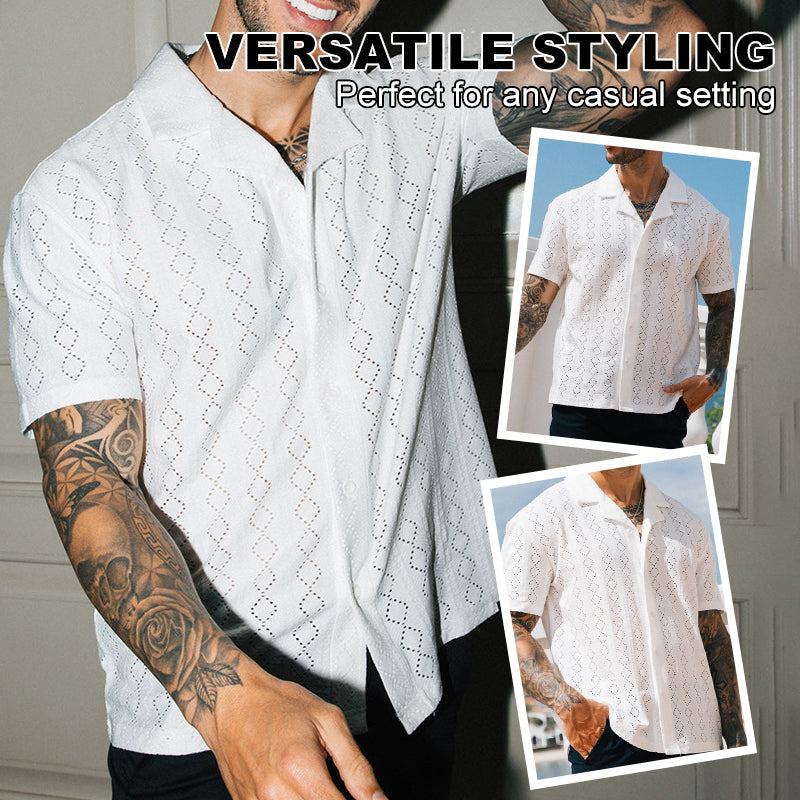Men's Slim Cut-out Print Short Sleeve Shirt