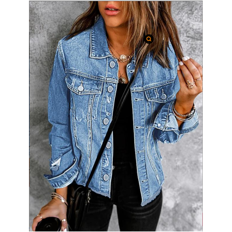 🍂Early Autumn Special Offer 50%OFF👔Women's Unique Raw Hem Long sleeves Denim Jackets