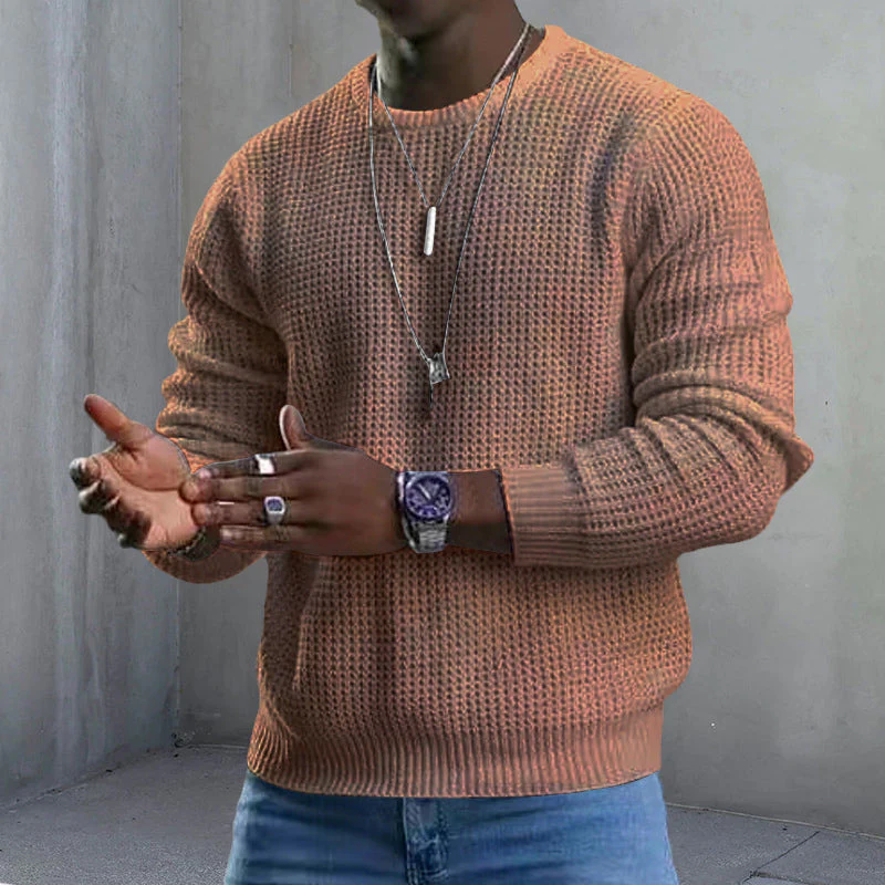 Long-sleeved round neck sweater