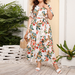 V-Neck Floral Tie-Waist Maxi Dress