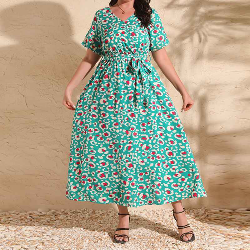V-Neck Floral Tie-Waist Maxi Dress