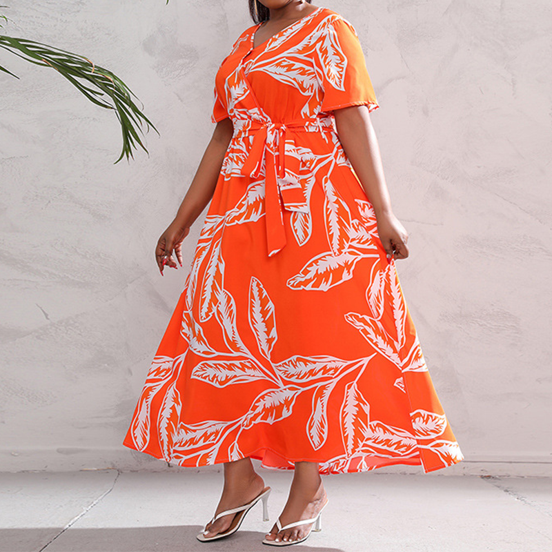 V-Neck Floral Tie-Waist Maxi Dress