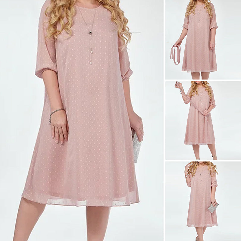 Elegant Pink Polka Dot Dress
