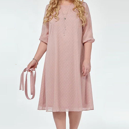 Elegant Pink Polka Dot Dress