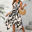 Sleeveless Printed Handkerchief Hem Dress