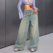 Wide-Leg Straight Denim Pants