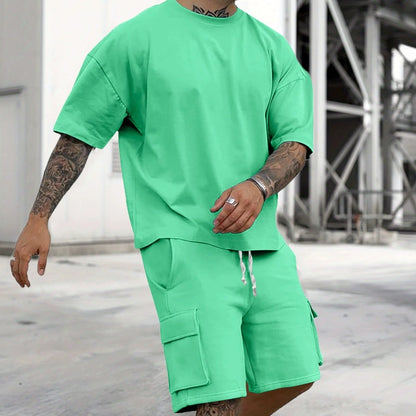 Men's Casual Short Sleeve T-Shirt Shorts Set