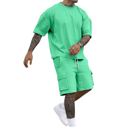 Men's Casual Short Sleeve T-Shirt Shorts Set
