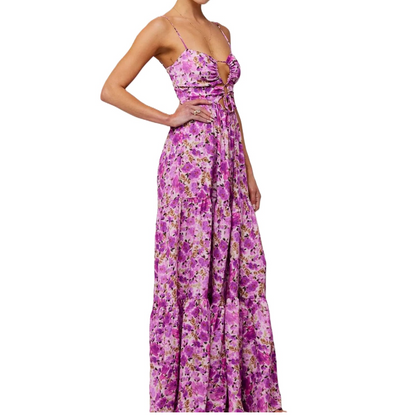 🌞Summer Sale 50% OFF🔥Floral Print Tie Front Tiered Maxi Dress