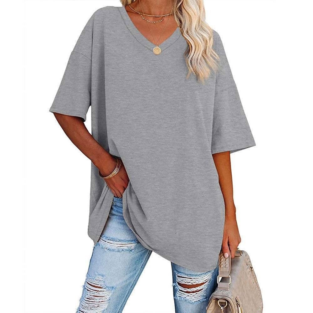 Women's Casual Loose V-neck T-shirt