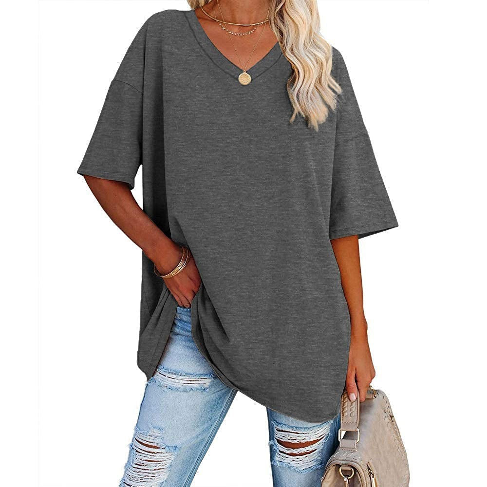 Women's Casual Loose V-neck T-shirt