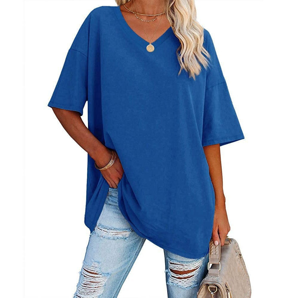 Women's Casual Loose V-neck T-shirt