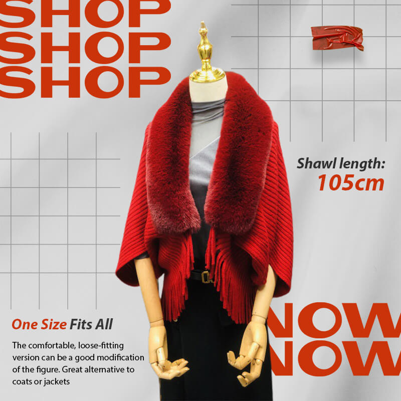 Fashion Fur Collar Shawl Cloak