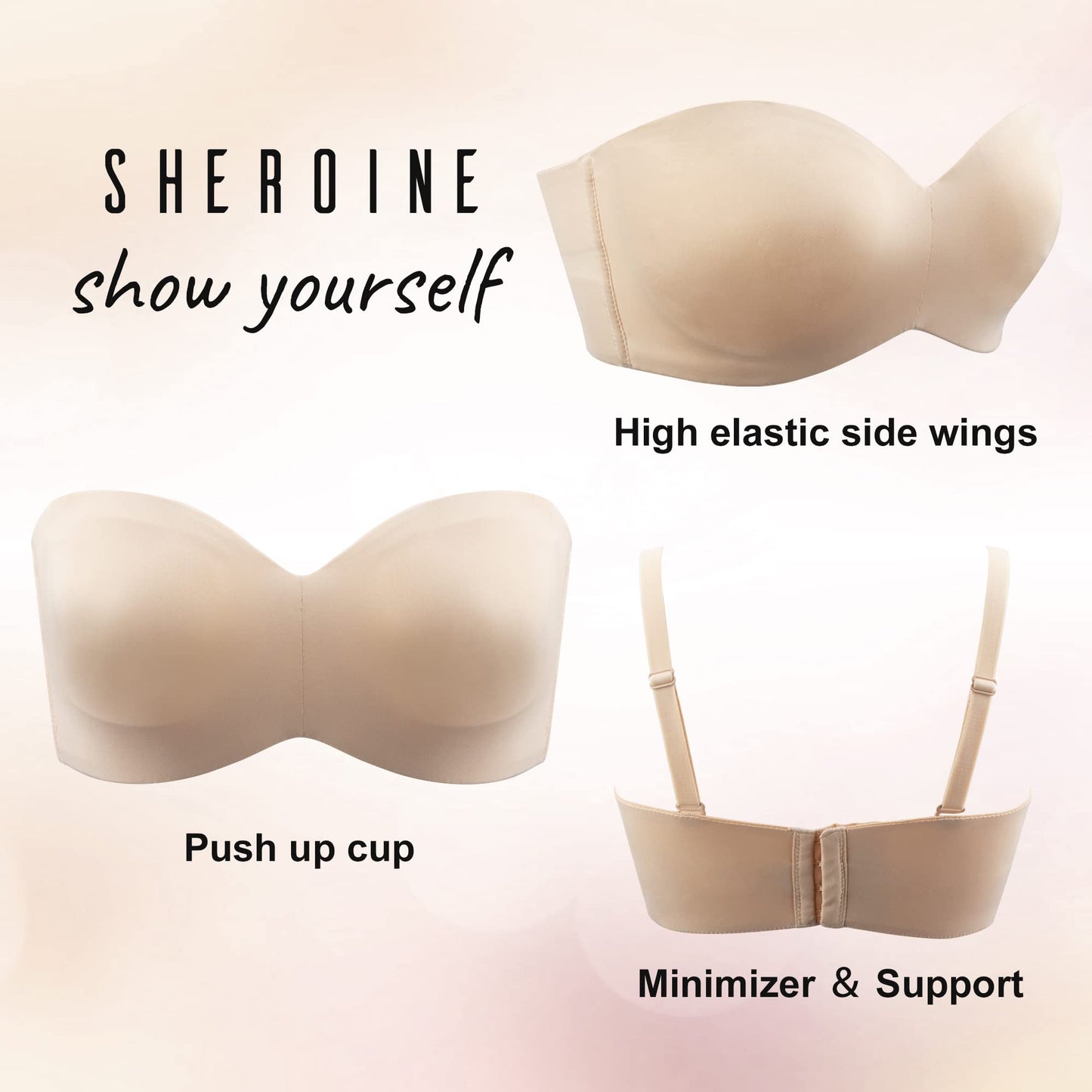 PLUS SIZE Promotion-Detachable-Strap Bandeau Bra