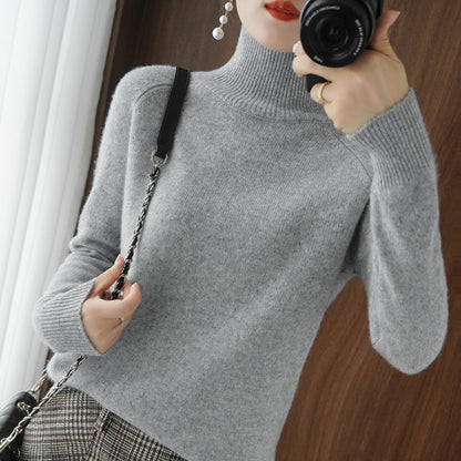 Solid turtleneck knit sweater-buy 2 free shipping