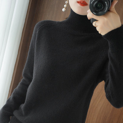 Solid turtleneck knit sweater-buy 2 free shipping