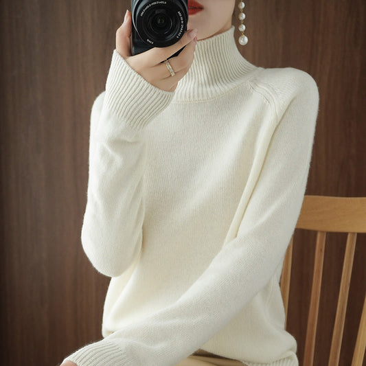 Solid turtleneck knit sweater-buy 2 free shipping